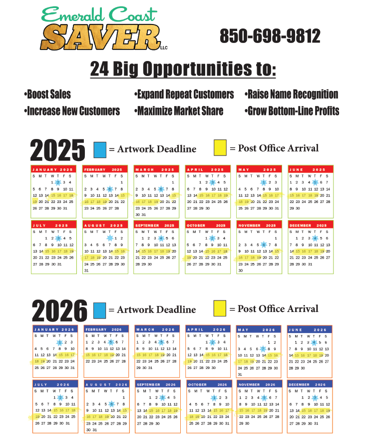 Emerald Coast Saver Calendar